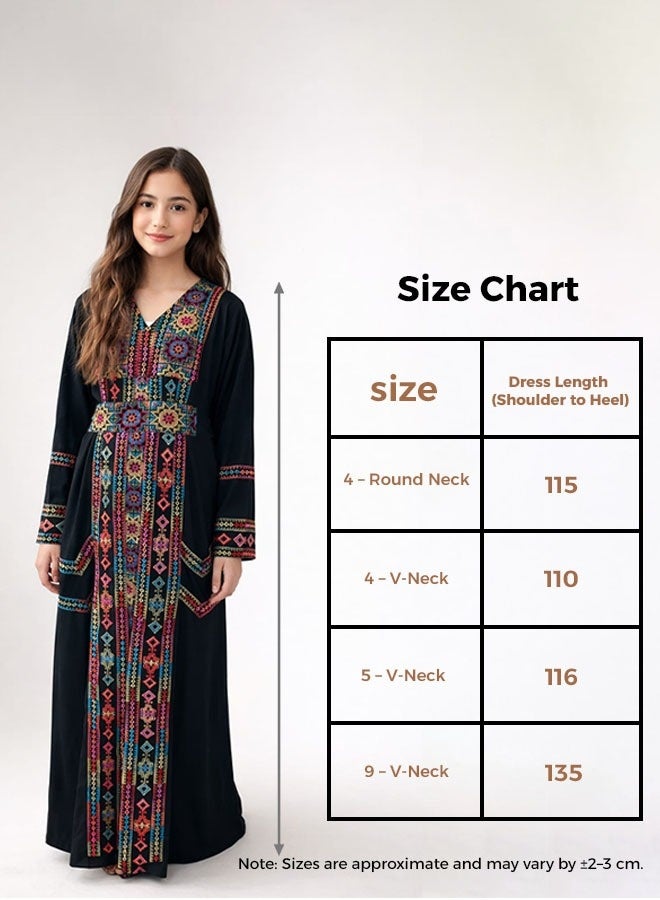 3DM Black Palestinian Dress with Multicolored Embroidery - Image 4